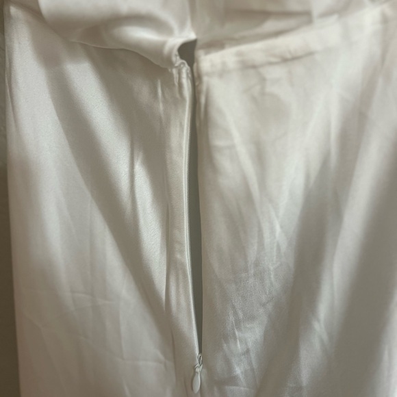 At the Halter White Satin Halter Neck Twist-Front Maxi Dress - Picture 5 of 8